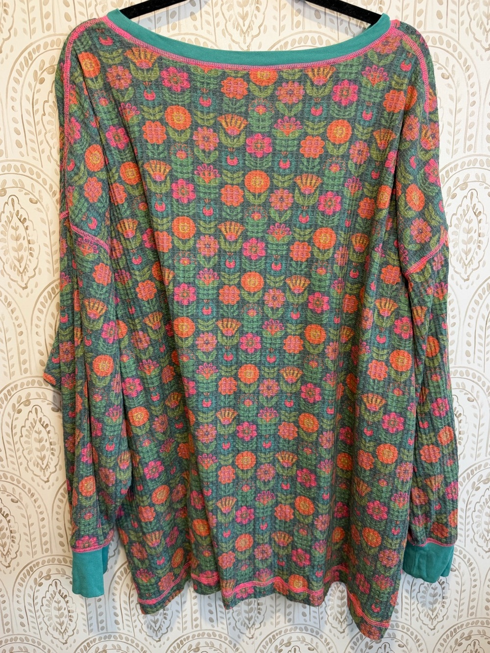 Natural Life Waffle Knit Floral Long Sleeve Top size XL - Picture 5 of 8